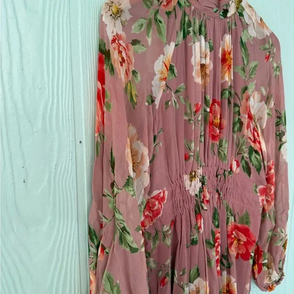 BNWT! Anthropologie The Somerset Long-Sleeve Mock-Neck Chiffon Maxi Dress, XS - Picture 2 of 16